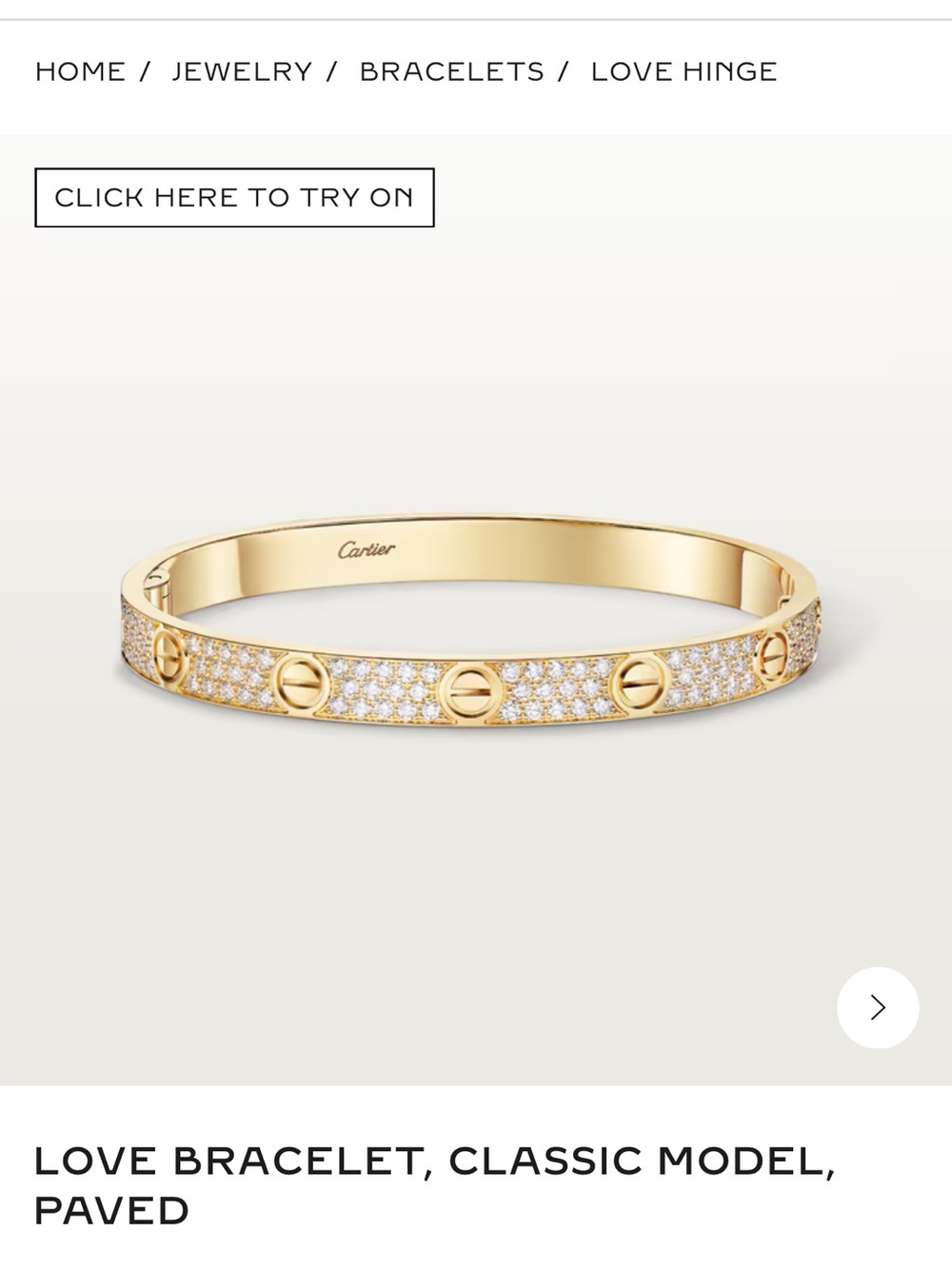 Cartier Pavé Love Bracelet in Yellow Gold